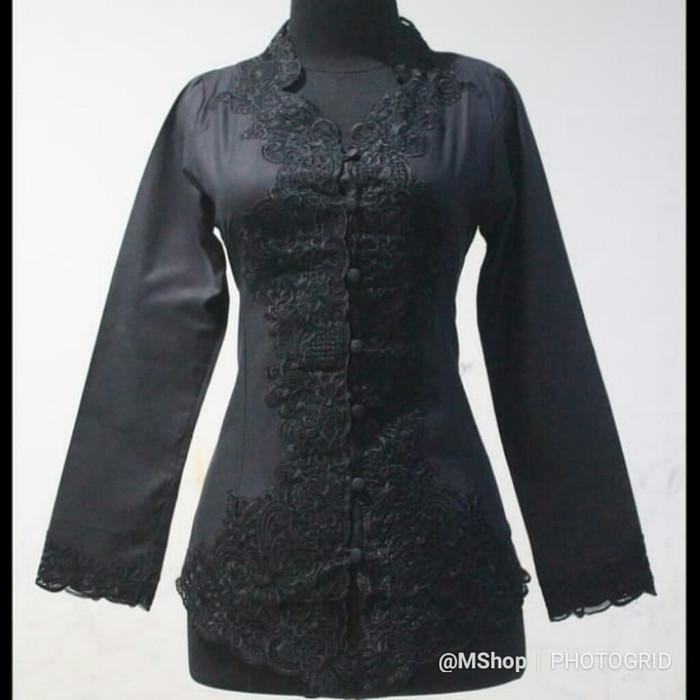 Dores Kebaya Encim Modern Warna Putih Dan Hitam Jumbo - Hitam Panjang