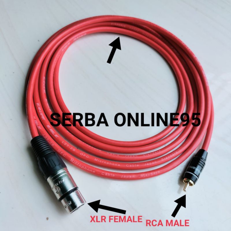 Kabel audio rca to jack xlr female canare merah kualitas bagus