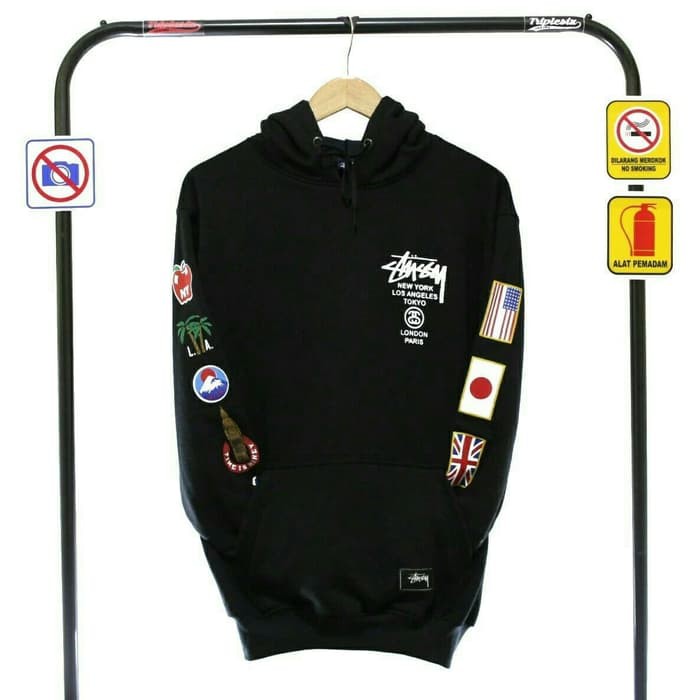 Jaket Sweater Stussy Brooklyn Hoodie Grey Sweater Cowok Stasy Abu-Abu