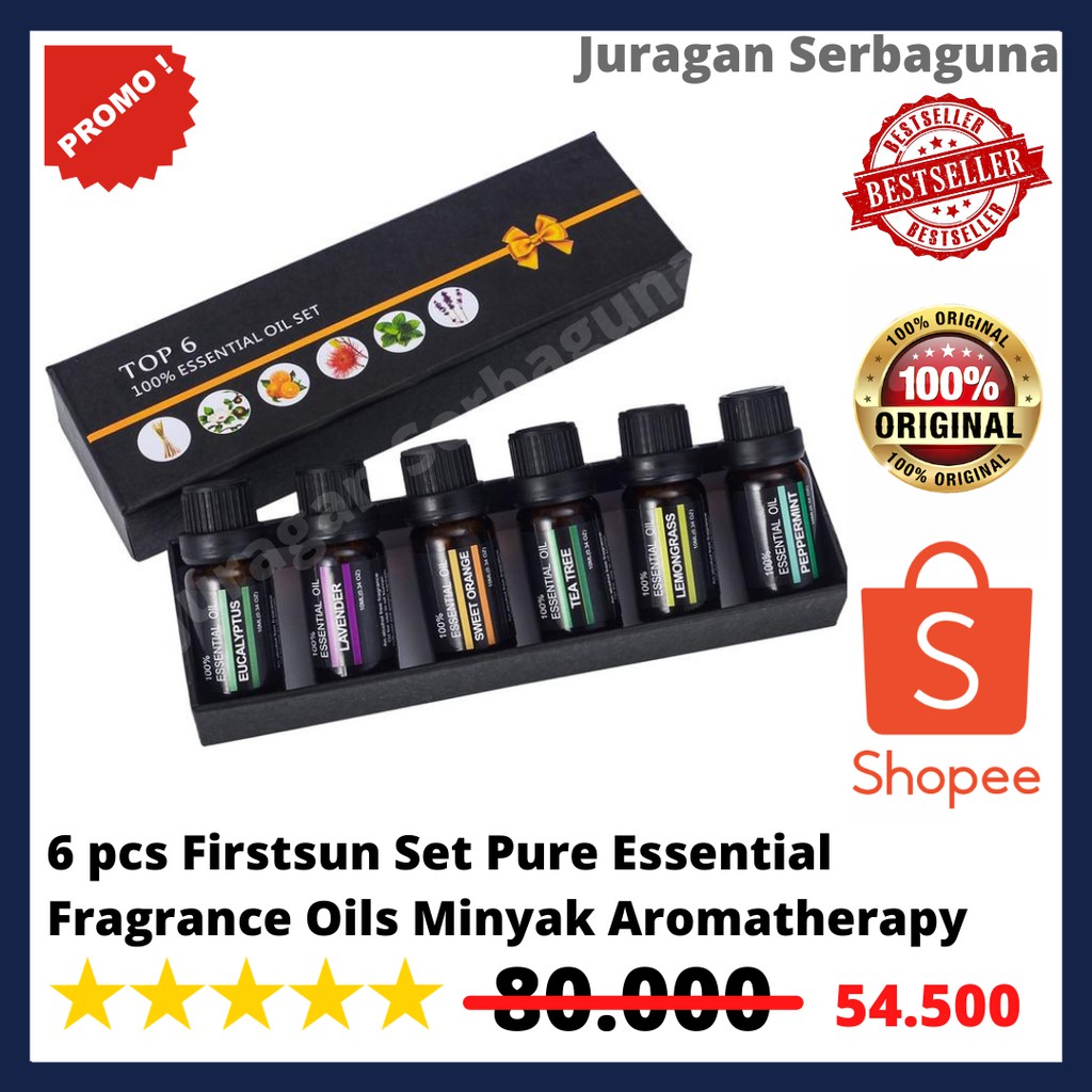 6 pcs Firstsun Set Pure Essential Fragrance Oils Minyak Aromatherapy