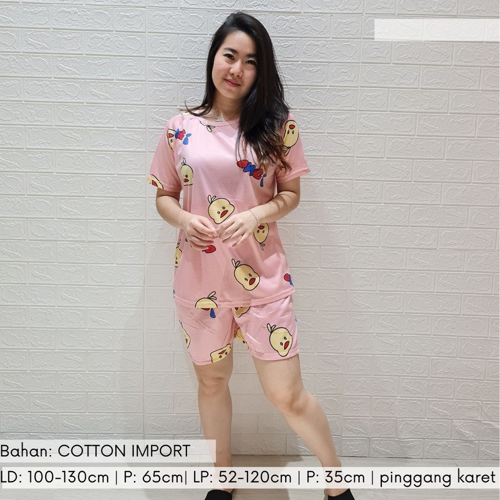 3973 kaos pajamas puyo short one set import big baju tidur