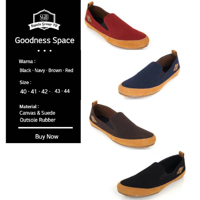 SPACE |GDNS X SGID| Sepatu Slip On Sneakers Casual Original Murah Kampus Kerja Terbaru Cowok Pria