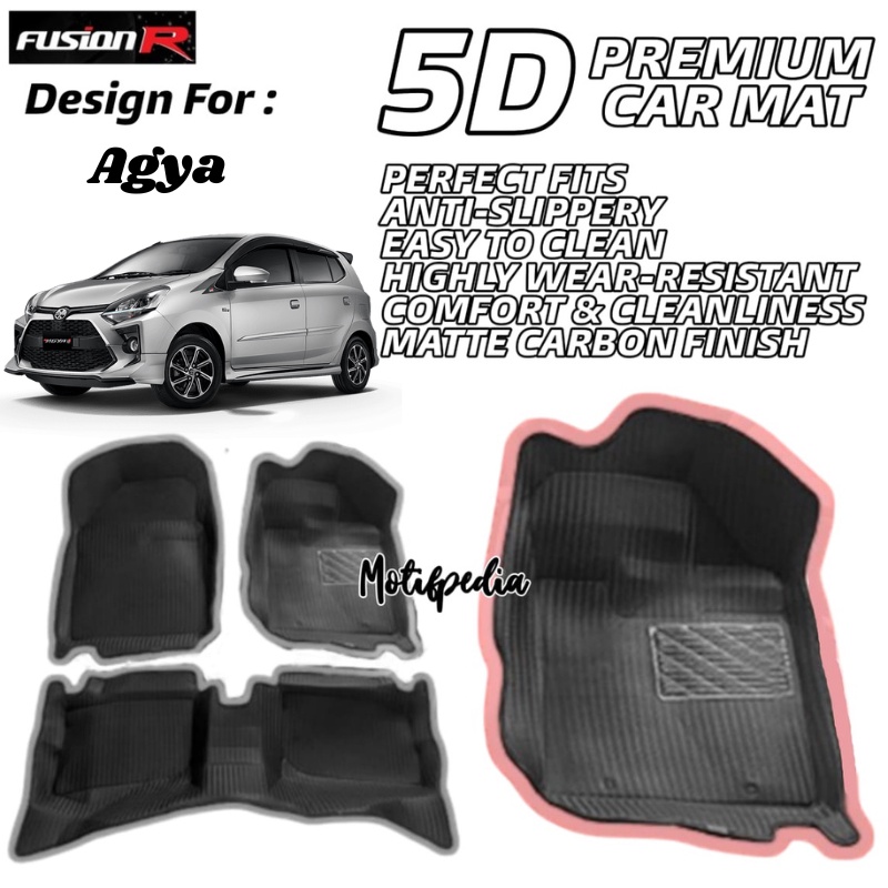 Karpet Mobil 5D Agya Fusion R  / Premium Car Carpet Carbon Fusion R
