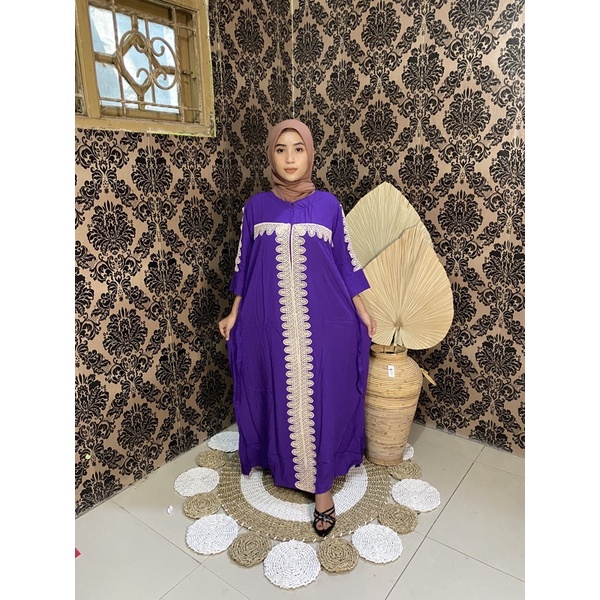 DASTER ARAB QUENA| RAYON SUPER GRADE A | RESLETING DEPAN BUSUI | RENDA MILO ORI | DASTER KEKINIAN-ungu