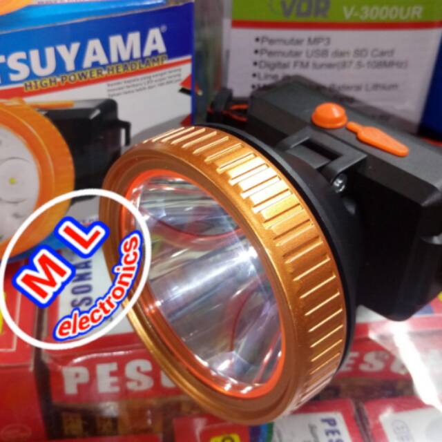 Senter kepala / headlamp MS-143 | Cahaya kuning FOKUS | 3 mode cahaya