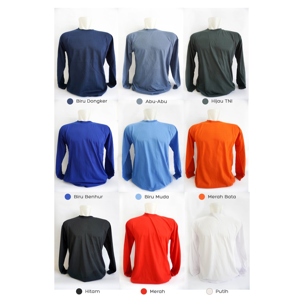 Kaos Polos Lengan Panjang Bahan TC Shopee Indonesia