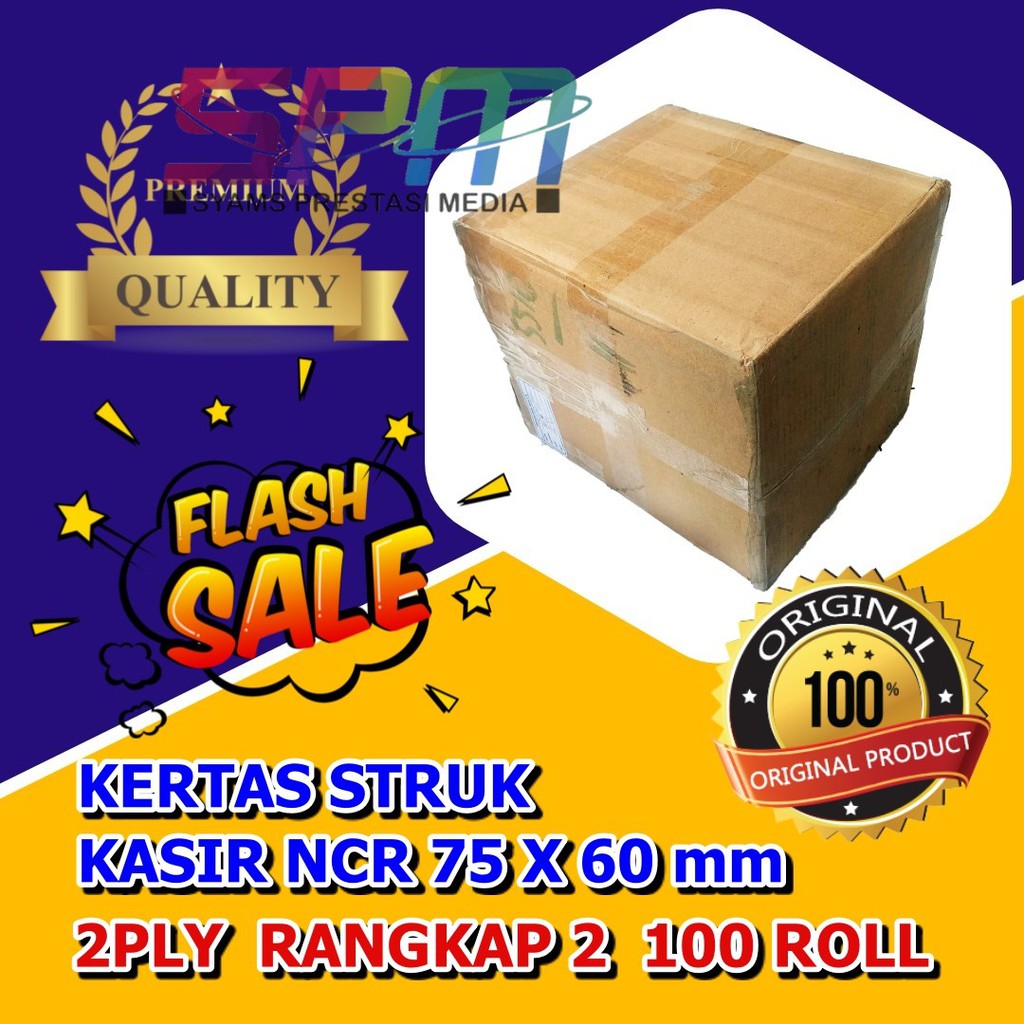 

KERTAS STRUK KASIR NCR 75 X 60 mm - 2PLY - RANGKAP 2 - 2 PLY 100 ROLL