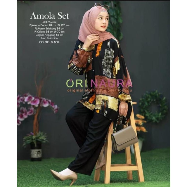 AMOLA ONE SET | SETELAN RAYON WANITA LENGAN PANJANG | SETELAN KEKNIAN | SETELAN TERBARU 2021-1