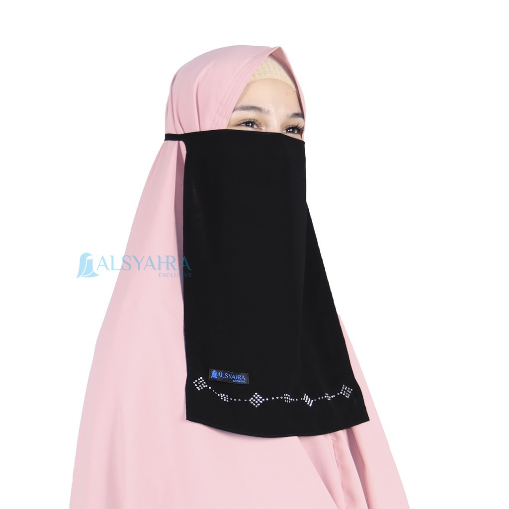 COD fashion muslim hijab syari/ Cadar Tali Alhajr Sifon Jetblack Alsyahra Exclusive