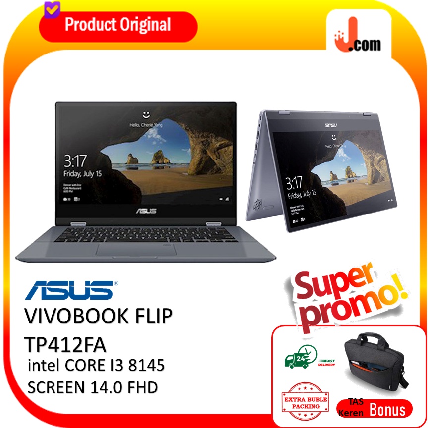 Laptop Touchscreen Flip Asus Vivobook Intel Core i3 Windows Original Free Mouse