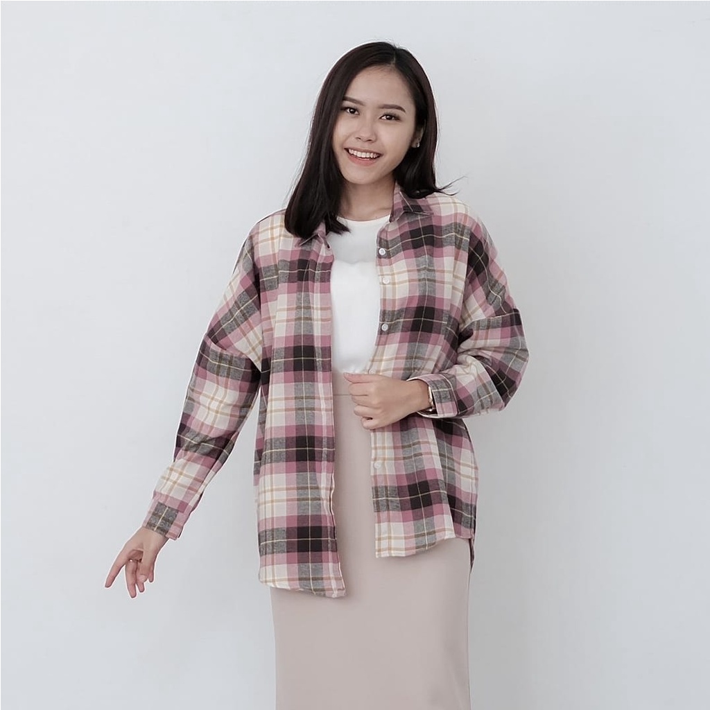 BEFAST - ZEC OOTD Wanita Kemeja KIOZ / Kemeja Flanel / Kemeja Wanita Terbaru / Kemeja Kotak-kotak Kekinian / Kemeja OOTD Hits