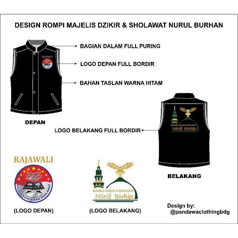 Rompi majlis dzikir desain custom/rompi pesantren/rompi komunitas/rompi laskar