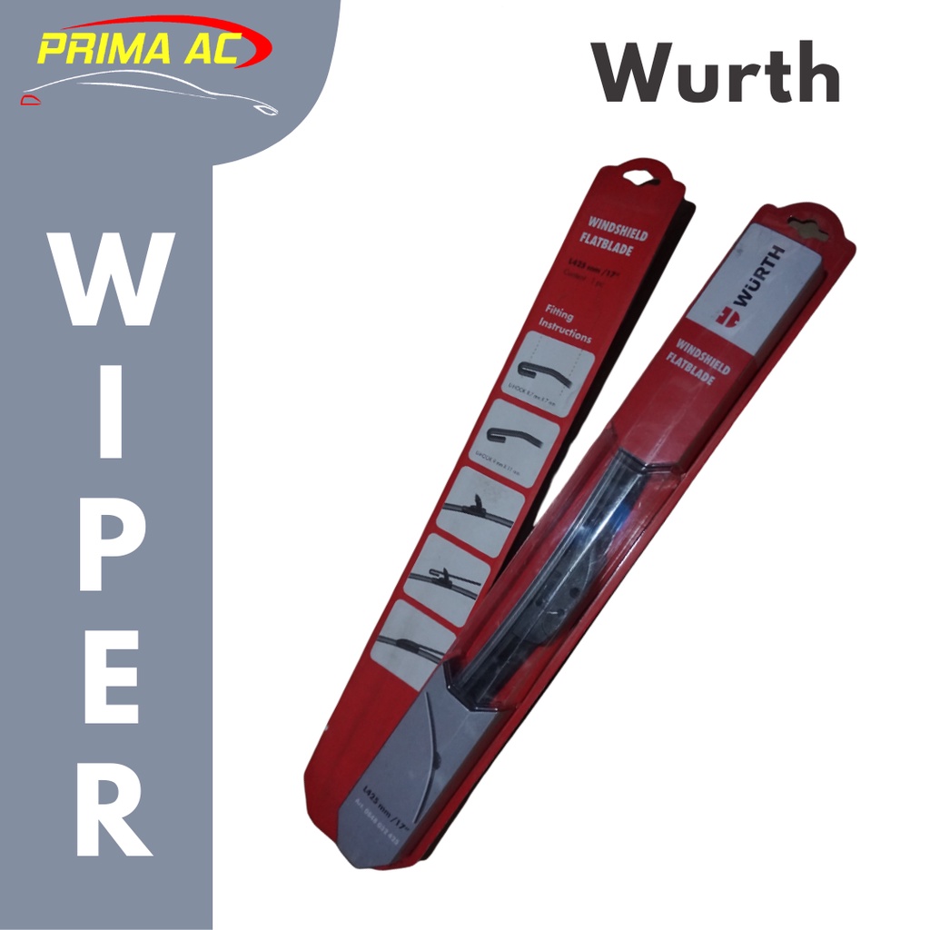 WIPER MOBIL WURTH FLAT BLADE BANANA UKURAN 17