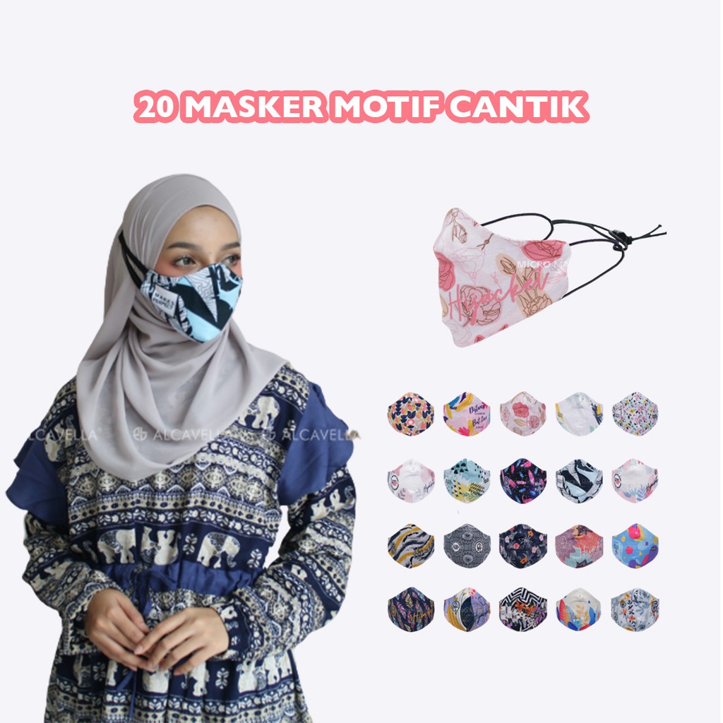 Micro Mask Masker  Hijacket Masker  Kain  Hijab Masker  Motif  