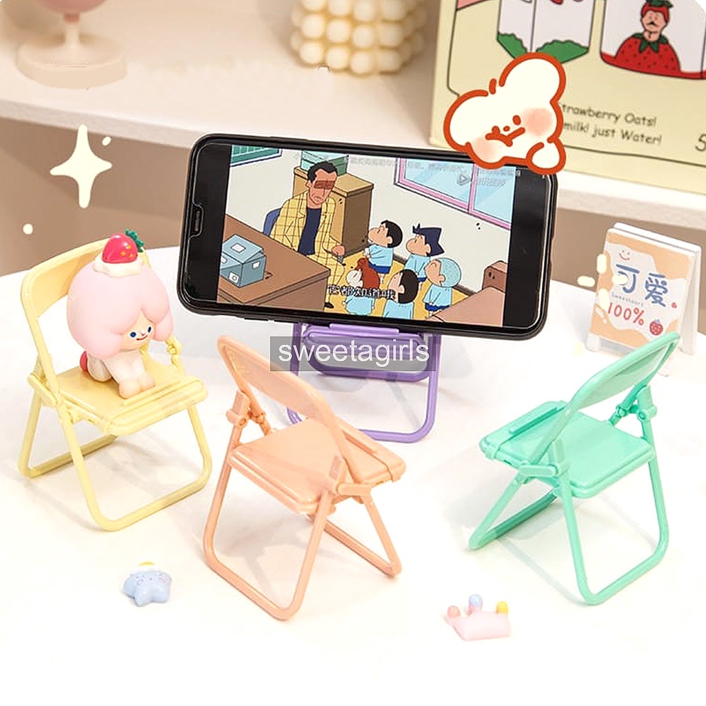 Stand Holder Folding Chair / Dudukan Handphone Lucu Model Kursi Lipat - sweetacase.id - Docking Phone Lucu - Dekorasi Lucu