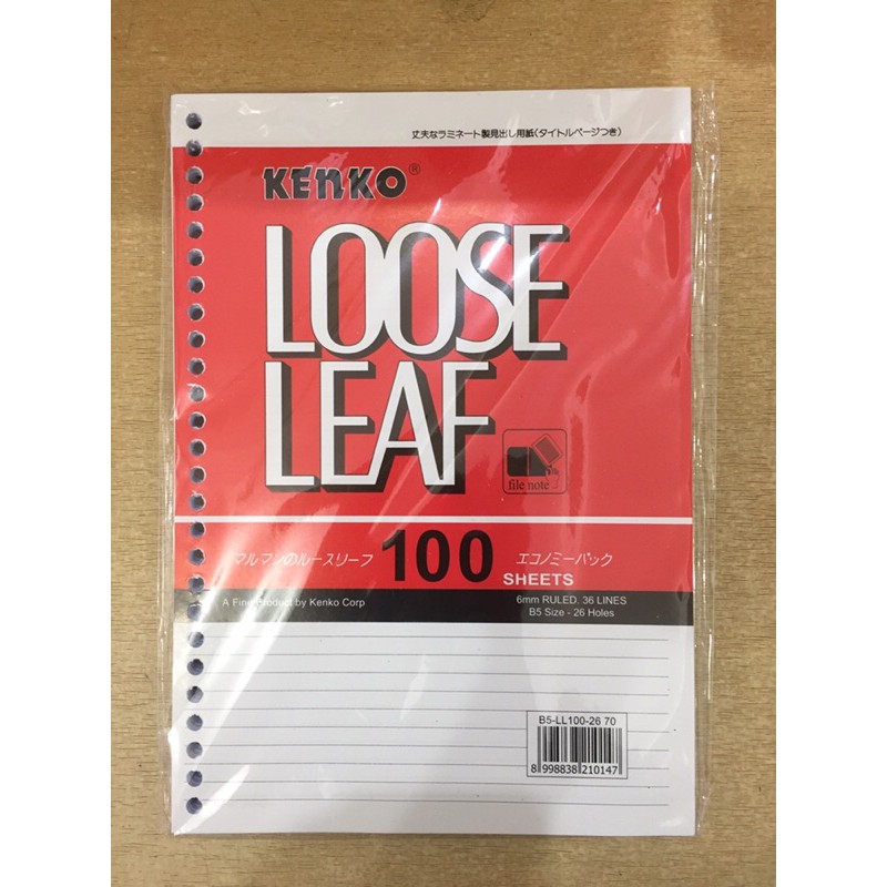 

Kertas binder/loose leaf B5 KENKO 100