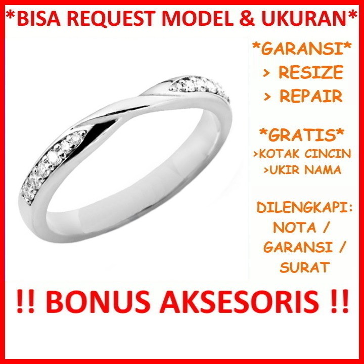 Gratis Ukir Nama Bisa Pesan Model Garansi Silver Asli Cincin Kawin Wanita Perak Nikah Tunangan Id466