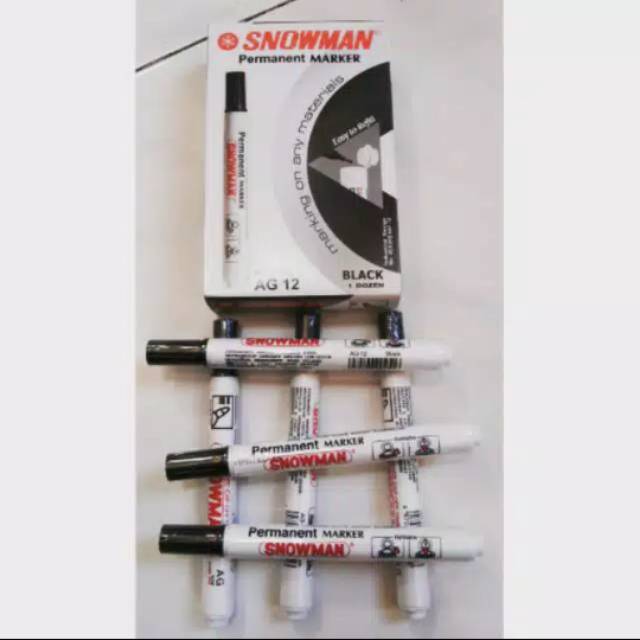 

Spidol Snowman Permanent Marker Bisa Di Refil Warna Hitam