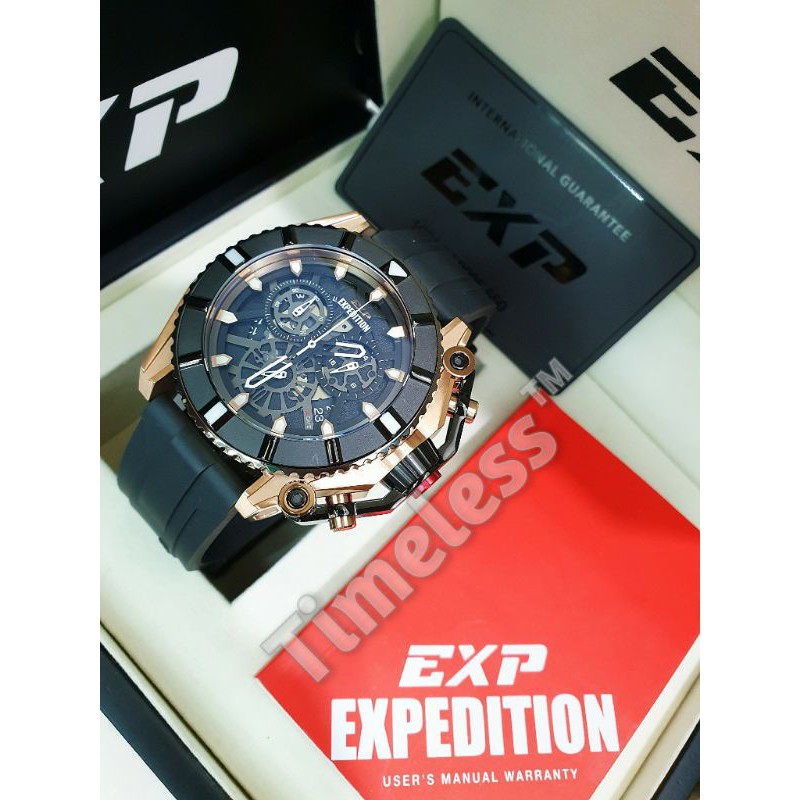 Jam tangan pria new expedition EXP E 3009 M Black Rosegold