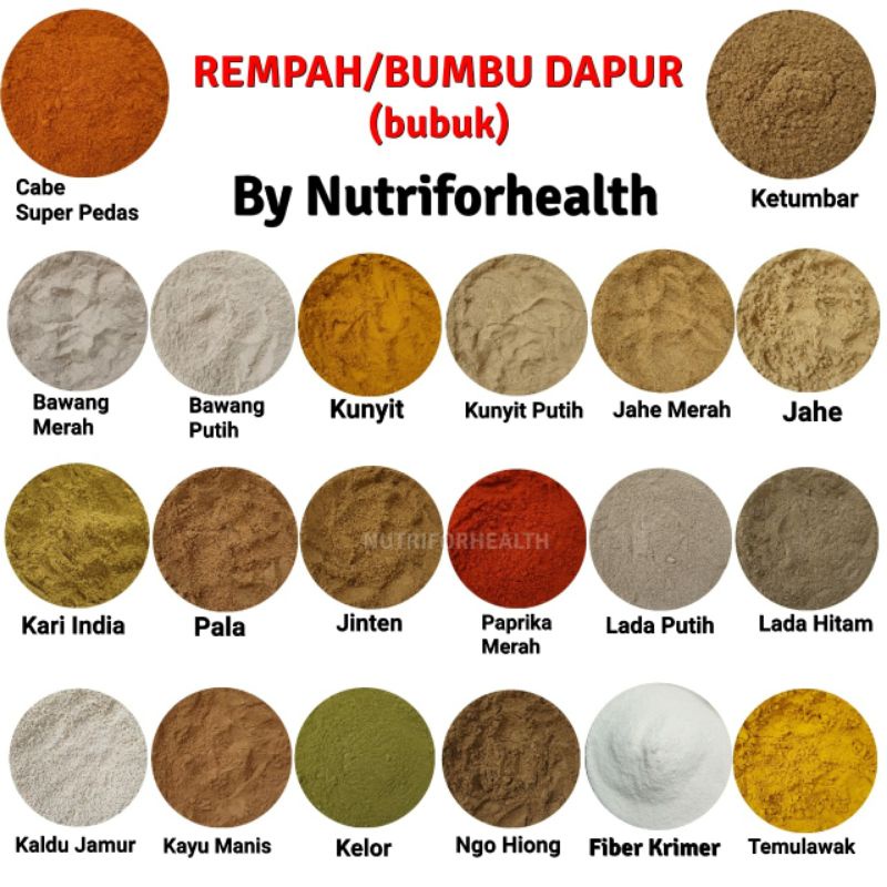 (50gr) BUMBU DAPUR REMPAH BUBUK KUNYIT / BUBUK BAWANG / BUBUK LADA / BUBUK CABE / KARI INDIA / NGOHIONG