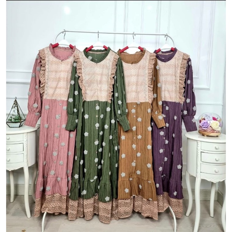 GAMIS POMPOM SERAT KAYU BY MEIGIWANG