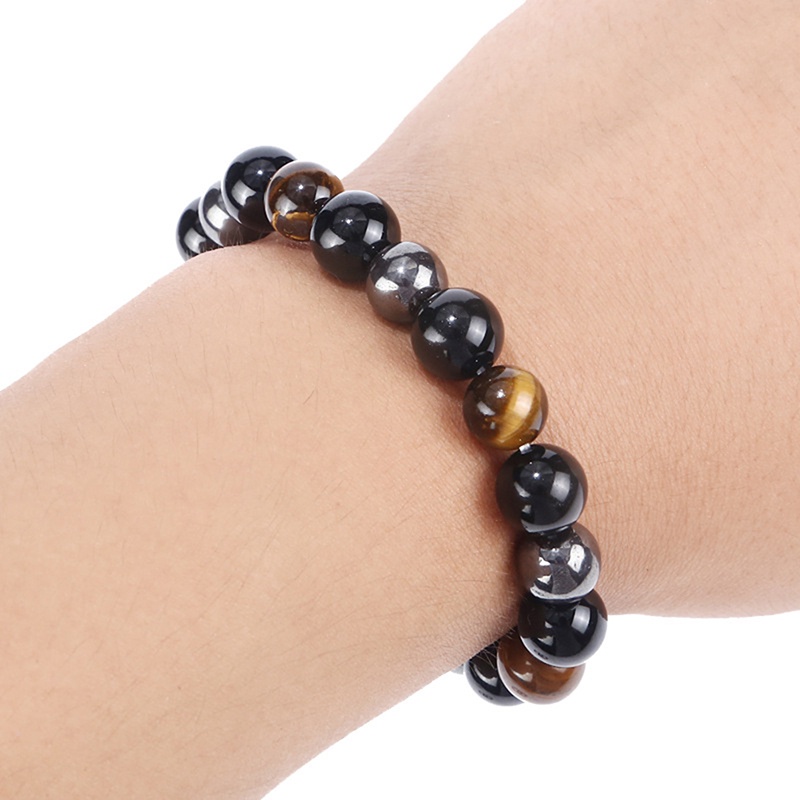 {LUCKID}Magnetic Hematite Stone Bead Bracelet Health Care Magnet Men Weight Loss Jewelry