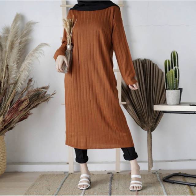 WHYSTREE Tunik Rajut / Long Dress Rajut / Atasan Wanita