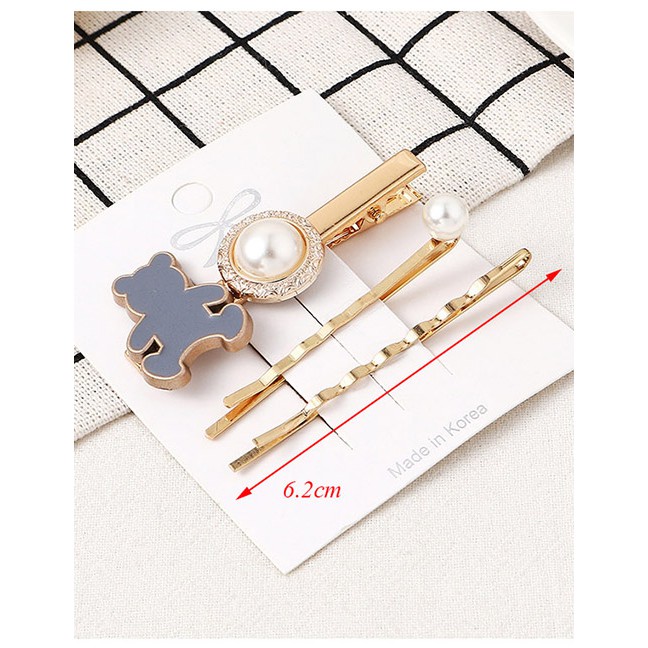 LRC Jepit Rambut Fashion Bear Hair Clip Set Y61693