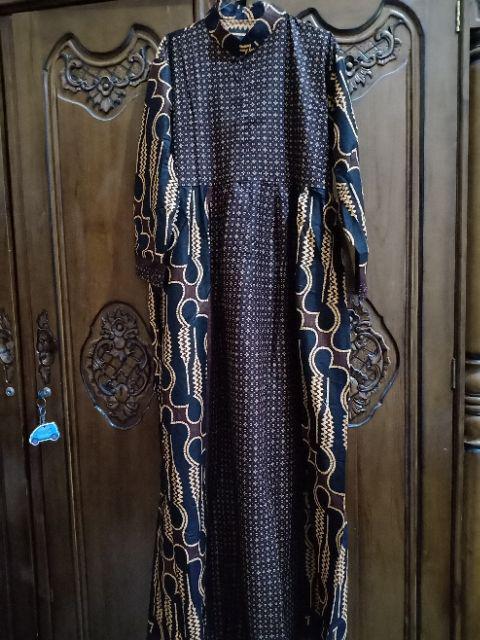 Gamis Batik Parang Sogan Size Standar Dan Jumbo Resleting Depan Bahan Katun Mataram Primisima