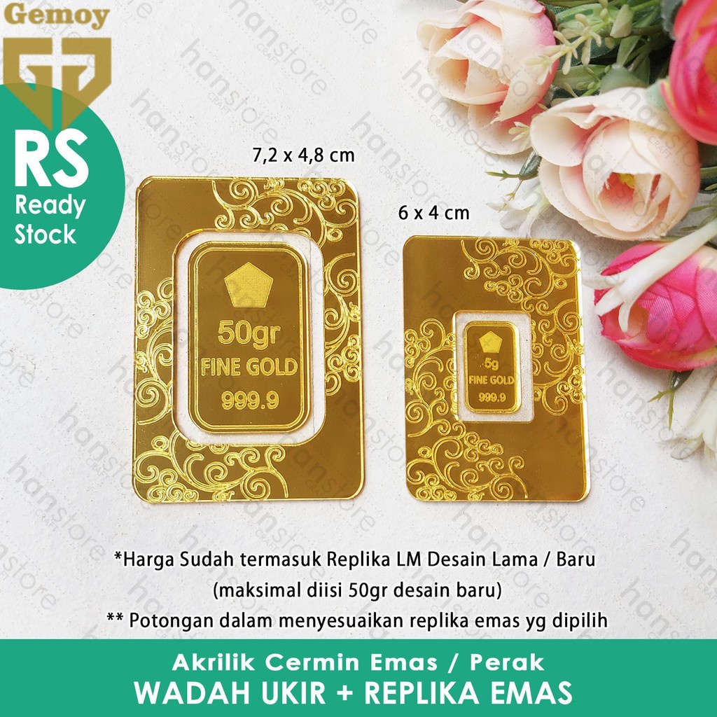 RS Wadah Ukir + Replika logam Mulia Emas Desain Lama &amp; Desain BARU untuk mahar  / Dekorasi / Mahar