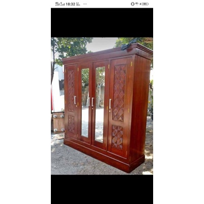 lemari pintu 4 kayu jati full plitur