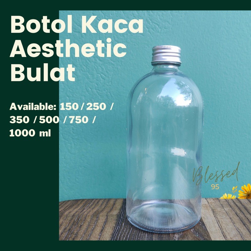 Botol Kaca 150ml 250ml 500ml 350ml 1000ml Boston Bulat Jus Madu Susu Kopi Minuman Kekinian [GROSIR]