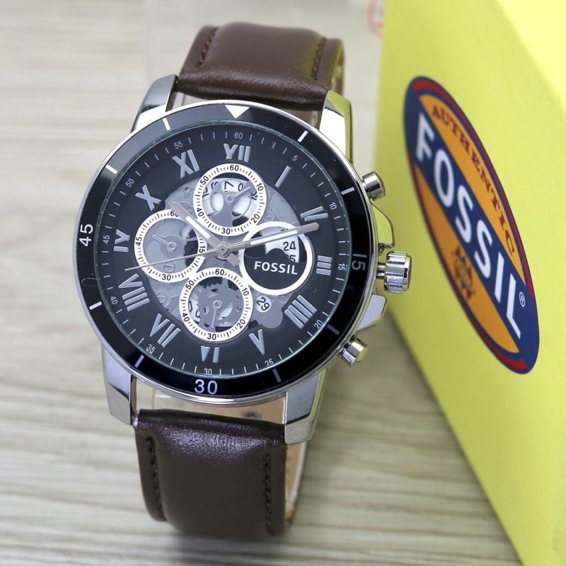 Jam Tangan Pria Kekinian Tanggal aktif Crono Variasi Kulit Diameter 4.3cm#jamtanganpria