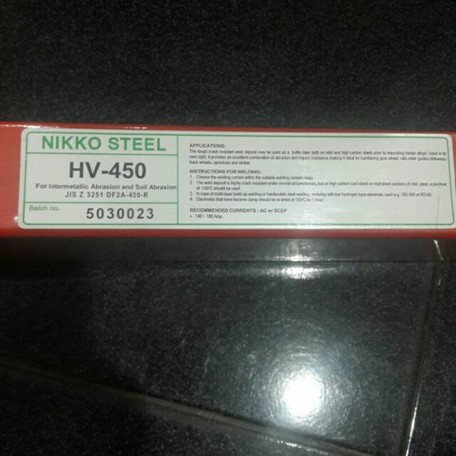 Kawat Las NIKKO STEEL HV 450 3.2 / 4.0 MM X 400MM 5Kg