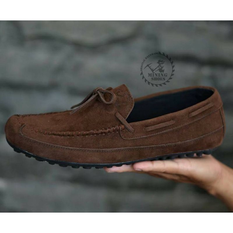 VINTAGE BROWN |WOLF x MNG| Sepatu Loafers Pria Kasual Simpel Casual Suede