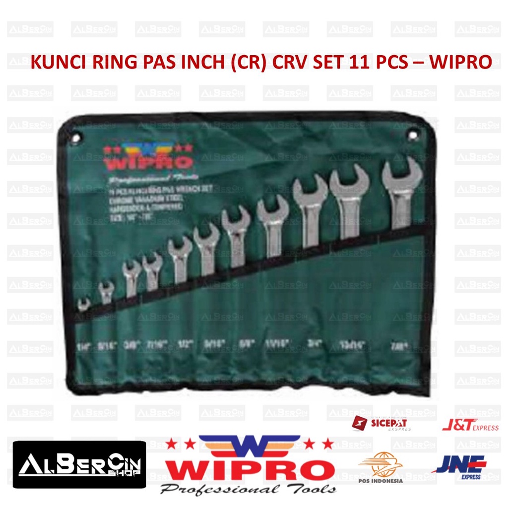 Kunci Ring Pas Inch CR Set 11 PCS WIPRO Size 1/4" - 7/8" Inch