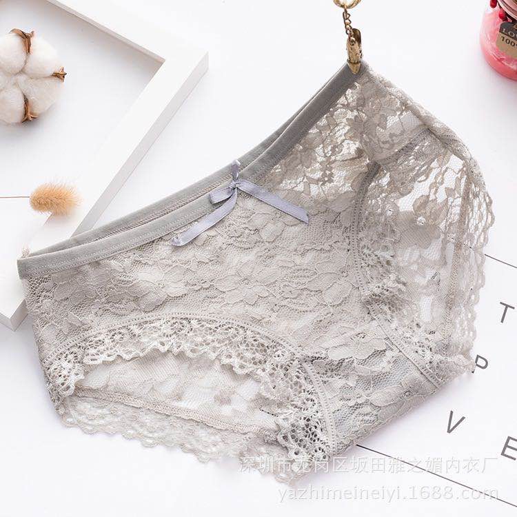 HOHO_HWANG (C-9) Women Panties Wanita One Piece Celana Panty sexy cd import polos lace flower-C-9 abu-abu