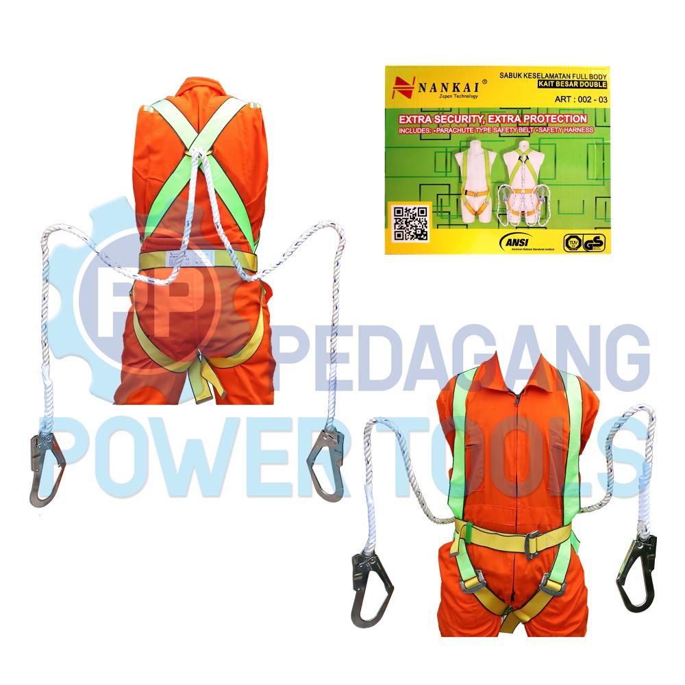 NANKAI SAFETY BELT DOUBLE HOOK BESAR SABUK FULL BODY HARNESS 002-03