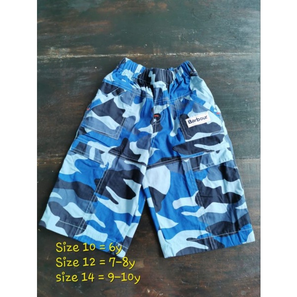 celana pendek anak laki laki karet katun barbour