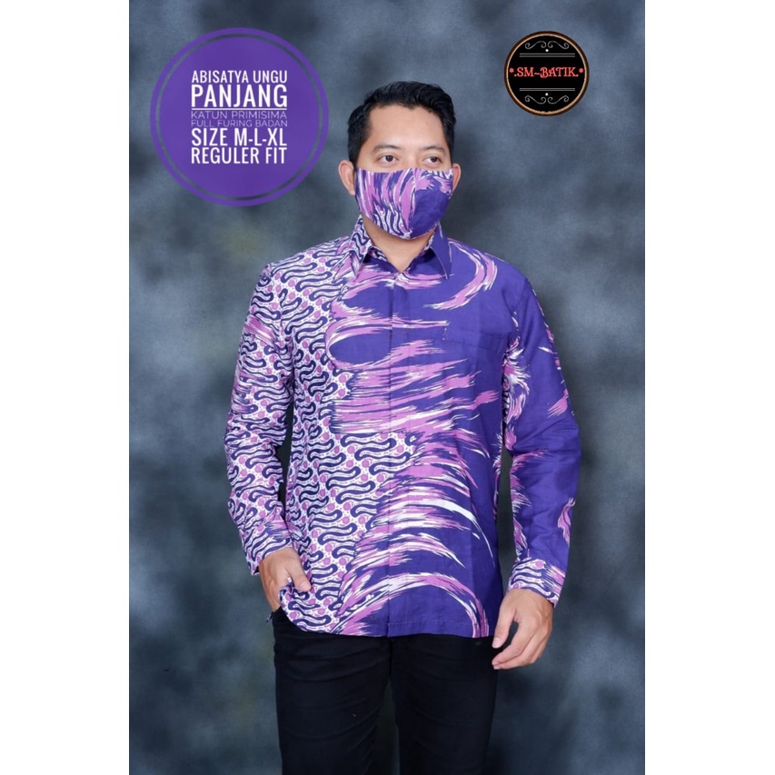 ABISATYA UNGU Atasan Kemeja Batik Pria PREMIUM Lengan Panjang Katun Halus Lapis FURING SM BATIK Dewa wangsa Prastowo Proboseto kuning Rajaswa Jayanegara Mahesa Hanung Kencono Bondowoso Joglo ungu Suket Segoro Astaguna mahkota