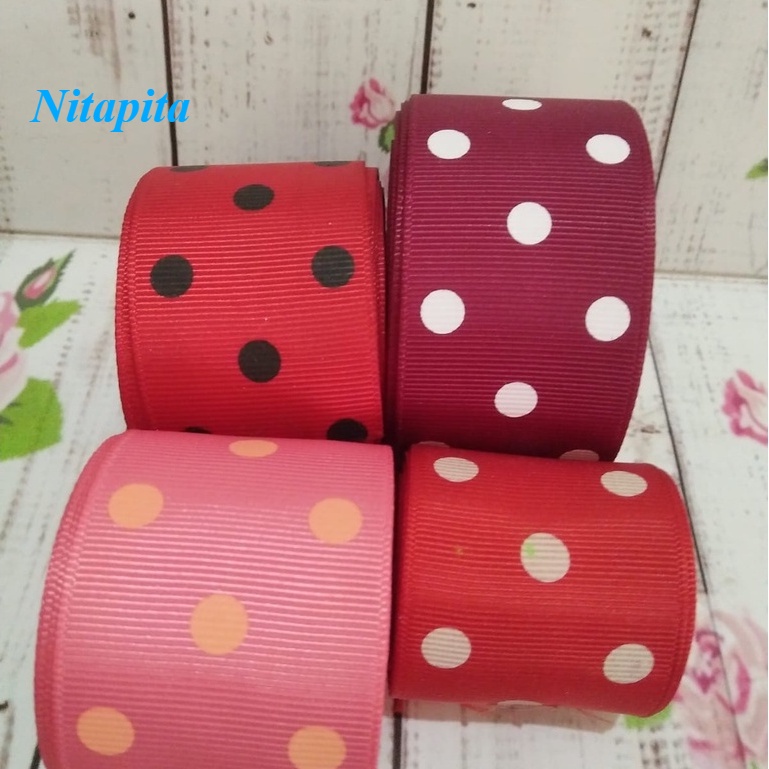 

GRANDMLATI RB30 (PER yard) PITA GROSSGRAIN 4cm POLKADOT MERAH