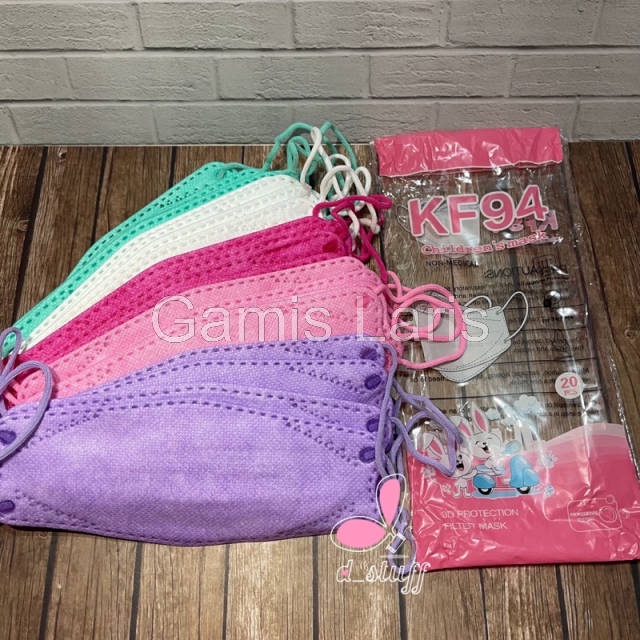 Masker Anak KF94 4ply korea mask convex sensi Kf 94 disposable warna pelangi motif kartun careion