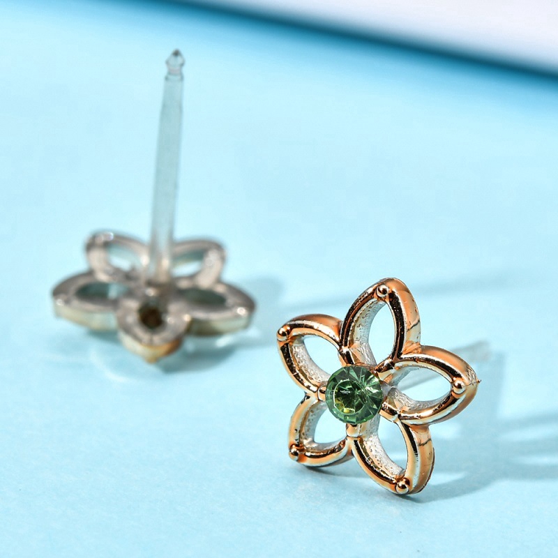36 / 18 Pasang Anting Bentuk Bunga Geometris Aksen Kristal Berlian Imitasi Bahan Alloy Gaya Korea Untuk Wanita
