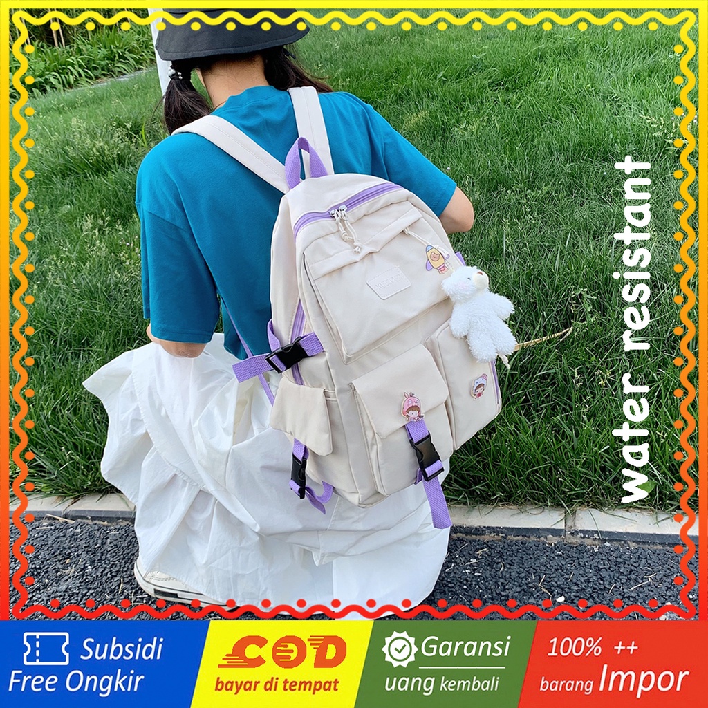 WYK114 Tas Ransel Wanita Pria Sekolah Kuliah Polos Backpack School Impor TKM