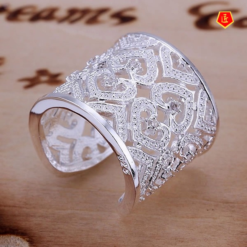 [Ready Stock]Silver Classic Diamond-Studded Ring Women's Fashion Simple