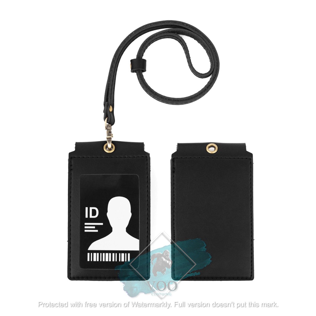 ID Card Holder/Name Tag/Lanyard/Souvenir/Gantungan ID Card FRONT Kulit Multifungsi Ada Magnet Jepit