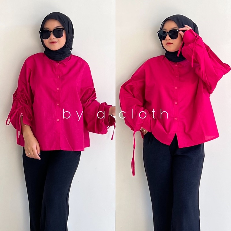 Kemeja Katun Oversize Serut Lengan by a cloth