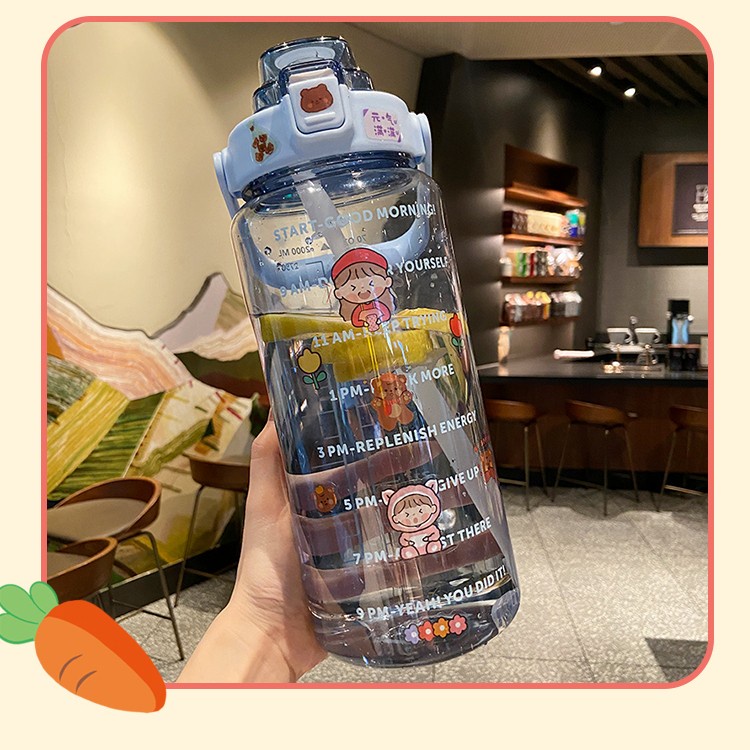 Botol Minum  2 liter MOTIVASI KOREA GRADASI / BENING BPA FREE (INCLUDE STIKER )