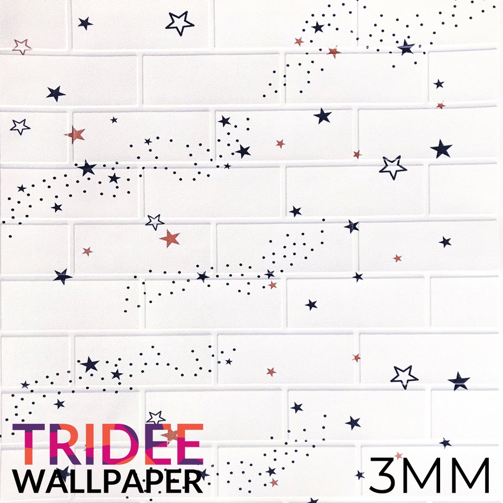 Wallpaper Dinding Sticker Foam 3D Bata Putih TRIDEE PLAIN BRICK 77x70cm full size