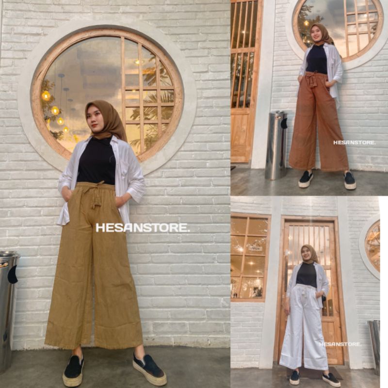 Loose Pants - Kulot Mozza Wanita - Kulot Pinggang Full Karet | Kulot Santai Ternyaman